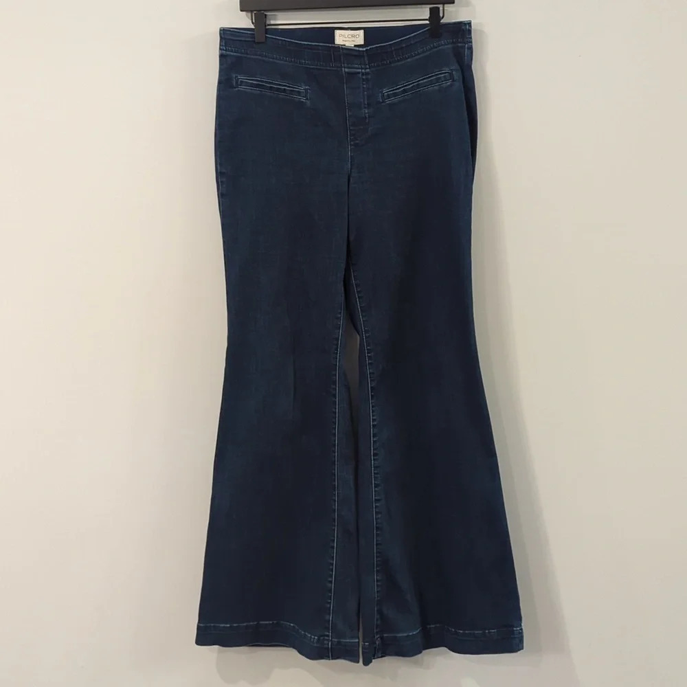 Pilcro Dark Blue Flare & Wide Leg Jeans